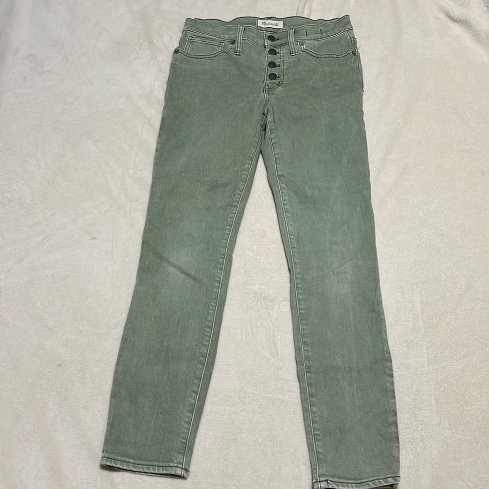 Madewell sz 26 high rise skinny crop sage green jeans